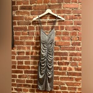 Silver Ruched Party Dress